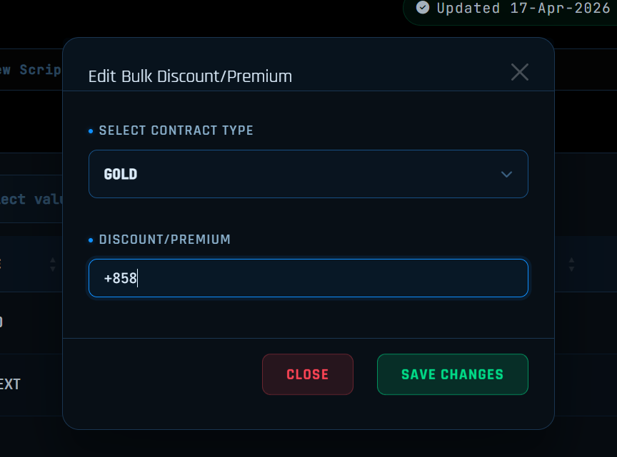 Bulk Edit Popup - Bullion
