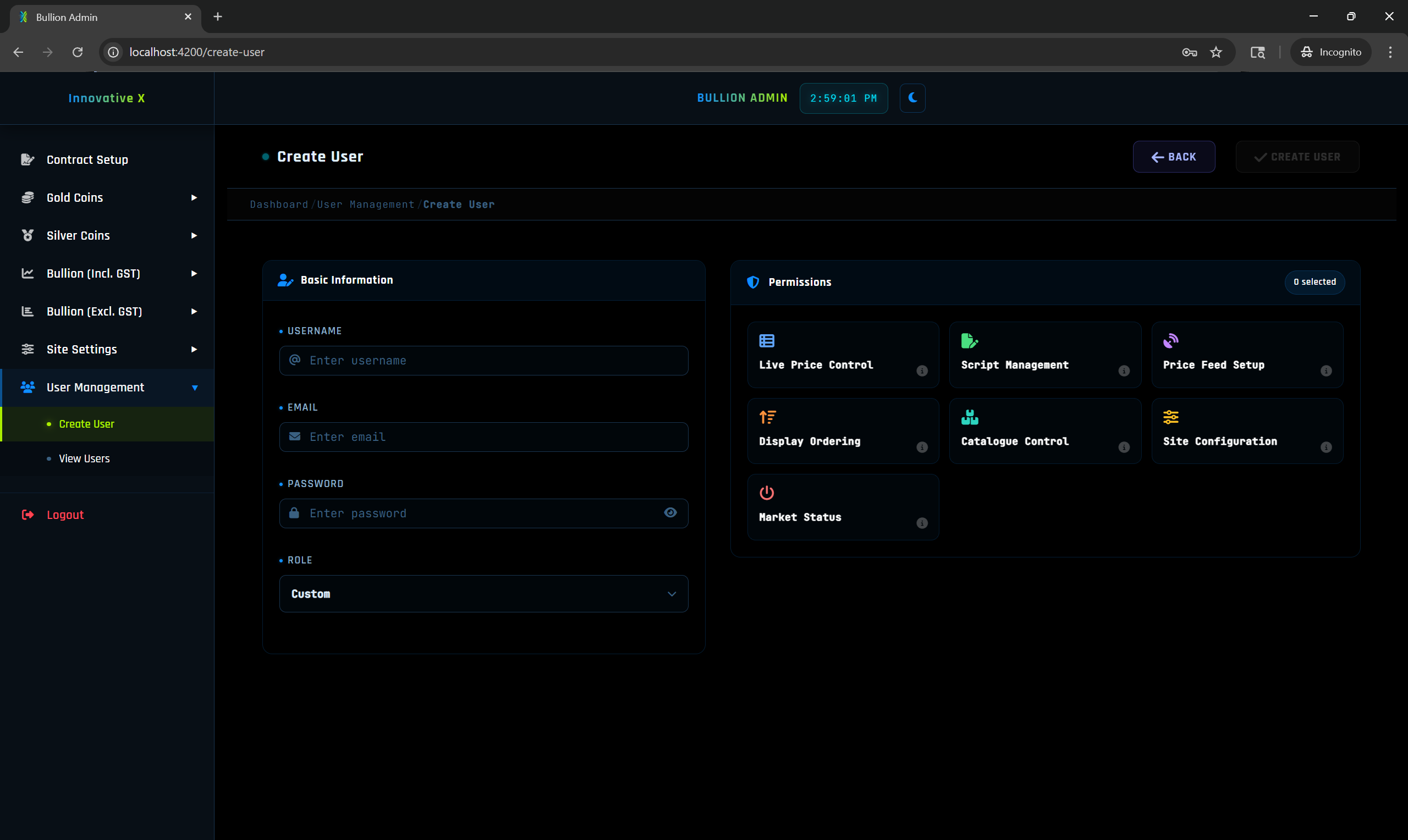 Create User Form